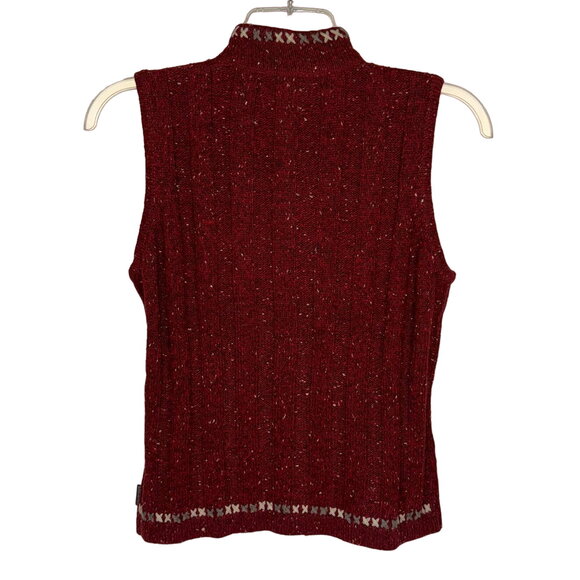NWT WOOLRICH | Red Wide Ribbed Knit Wool Blend Zip Up Vest | Women's Small - Picture 2 of 9